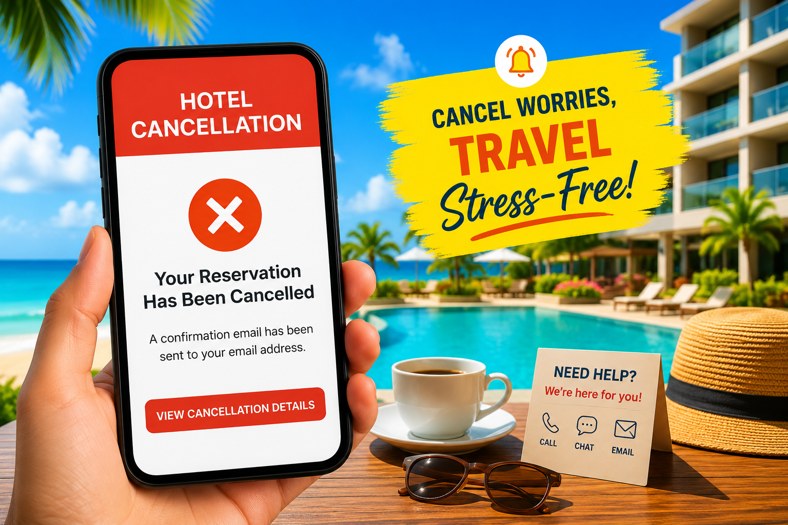 Traveler canceling a vacation rental reservation online with refund request details.